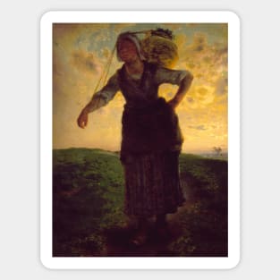 A Norman Milkmaid at Greville by Jean-Francois Millet Sticker